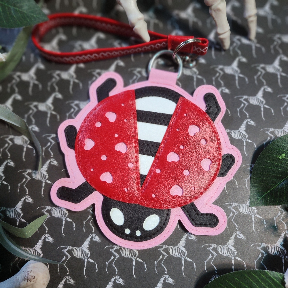 Ladybug Keychain Coin Purse - Red and Pink
